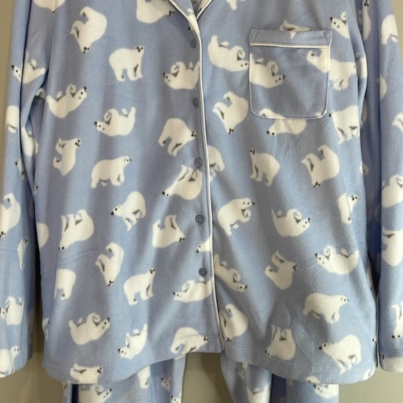 Joe Fresh NWT Fleece Polar Bear Print 2 pc Pajamas Baby Blue White Button Up XL - Picture 4 of 11